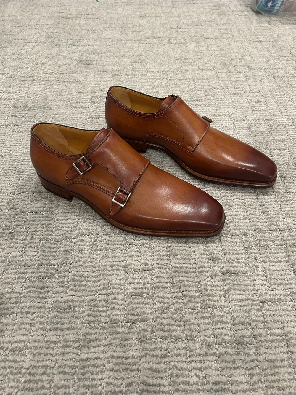 Magnanni Maxon Chestnut Brown Double Monk Strap Oxfords 8